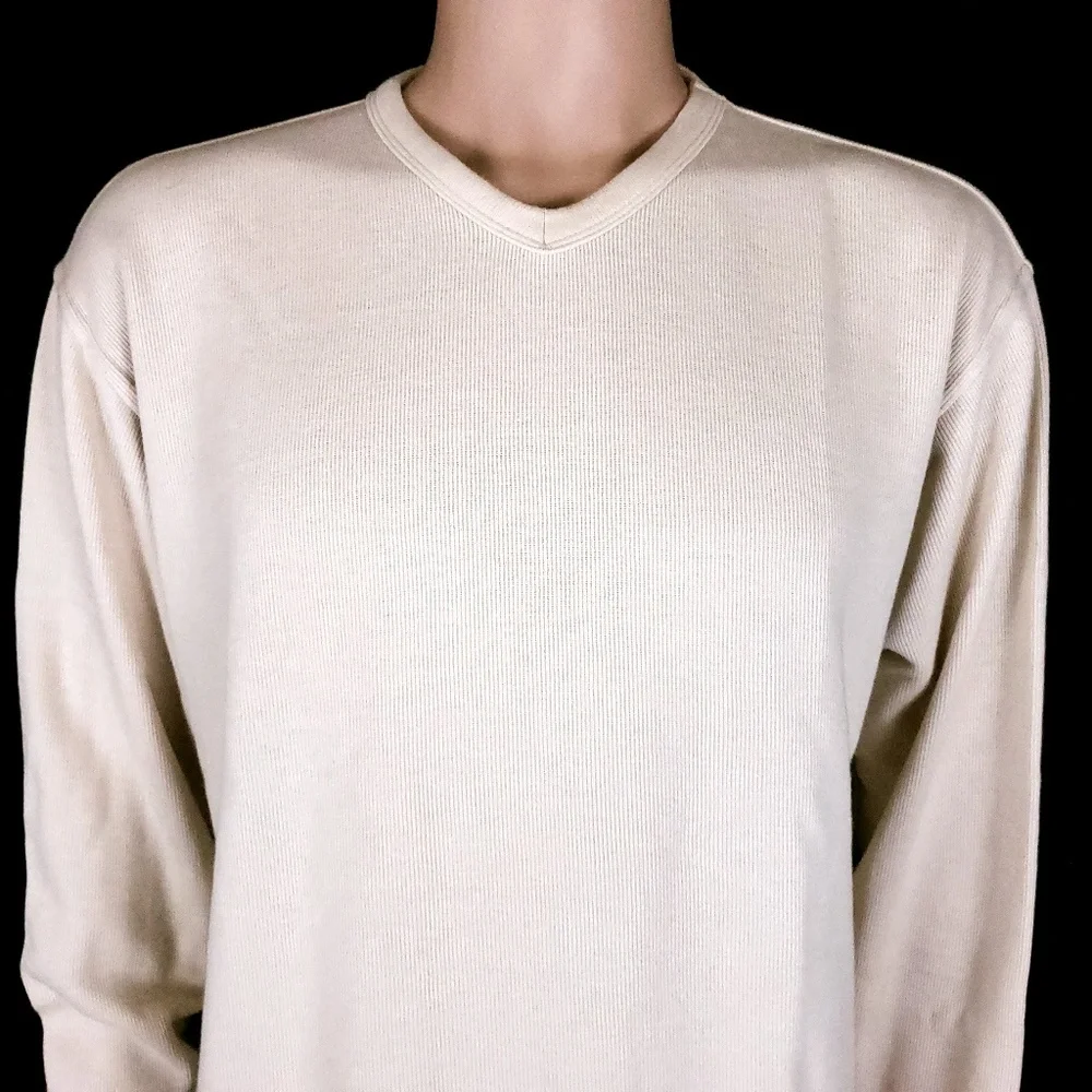 Wrangler Men Sweater V-neck Knit Long Sleeves Cream Size L - NWT